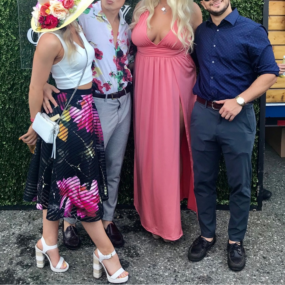 SALMON COLOURED MAXI DRESS FROM CITYLUX BOUTIQUE VANCOUVER SIZE LARGE